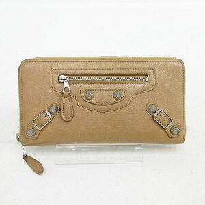 BALENCIAGA Giant Zip Around Long Wallet Beige